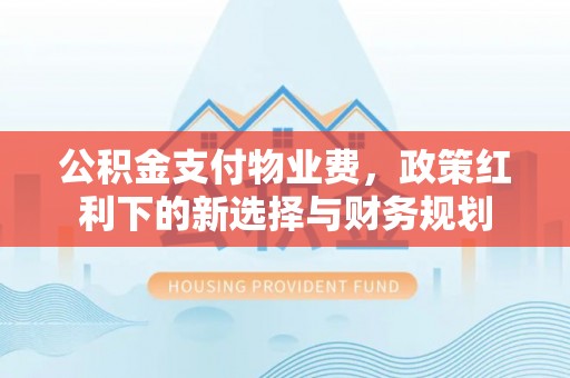 西乡塘公积金支付物业费，政策红利下的新选择与财务规划