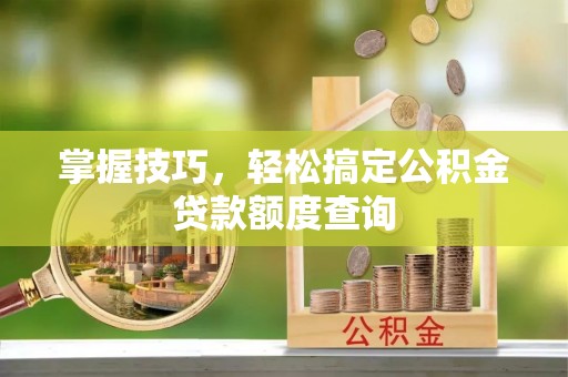 西乡塘掌握技巧，轻松搞定公积金贷款额度查询